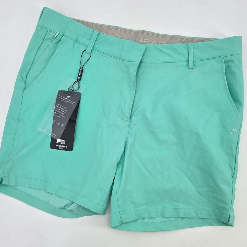 HEAD GOLF ALICIA SHORTS WOMENS SIZE 12 AQUA MINT PERFORMANCE STRETCH NEW RAYON